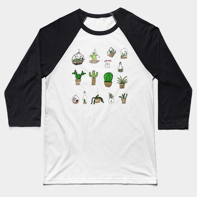 Terrarium and Cactus Baseball T-Shirt by Harpleydesign